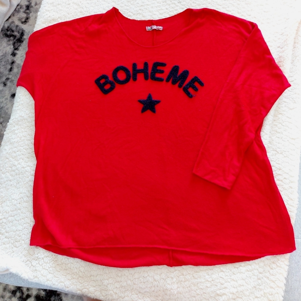 🇮🇹 Made in Italy. "Boheme" Red Long Sleeve Top